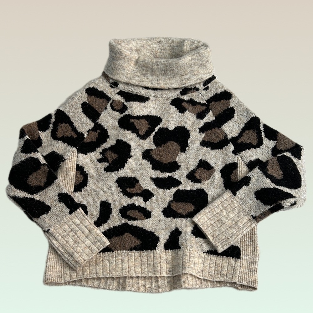 RD Style Leopard Print Cowl Neck Sweater in Black and Brown